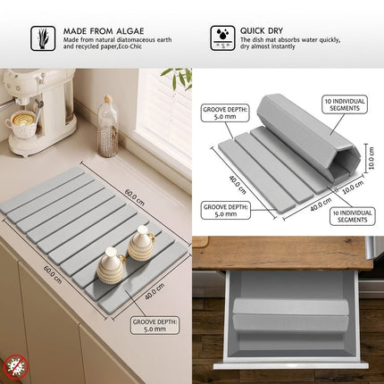 Zelvo StoneDry Duo™ – Large & Small Kitchen Drying Mats Set - Zelvo